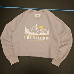 Hollister Colorado Rocky Mountains Cropped Sweatshirt - Lavender